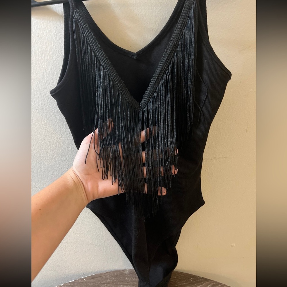 Black Stringy Bodysuit